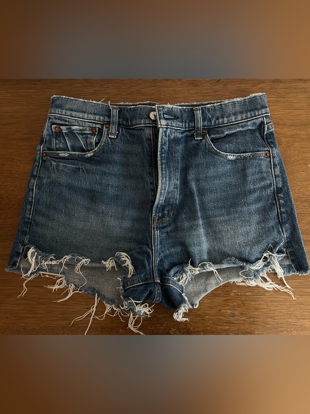 Abercrombie & Fitch Distressed Blue Denim Cutoff Shorts